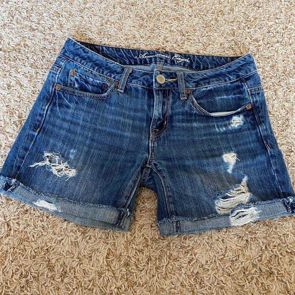 American Eagle Midi Distressed Shorts